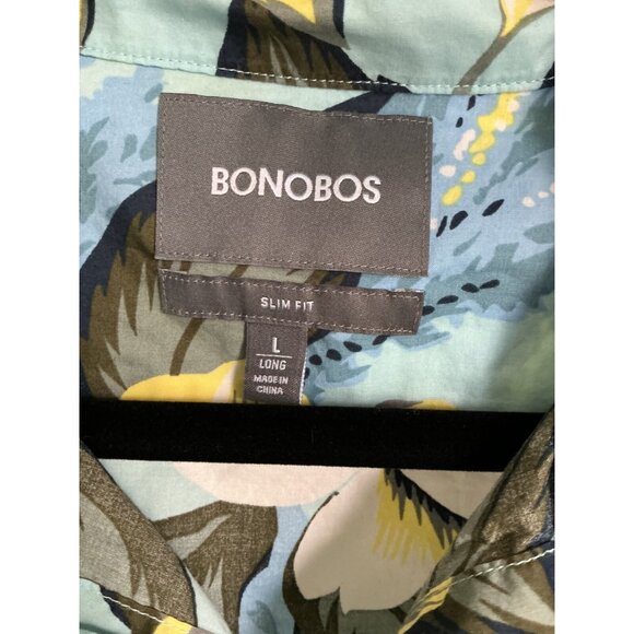 Bonobos Mens Large Long Button Up‎ Short Sleeve Shirt Slim Fit Stretch Floral - Picture 3 of 8